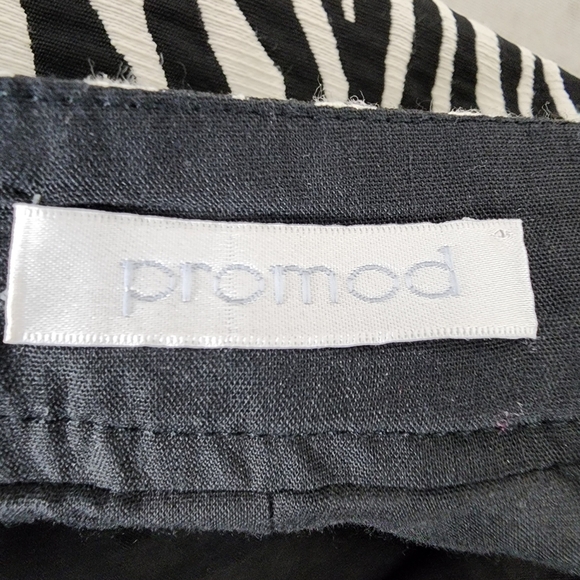 Promod Black White Zebra Print Mini Skirt Exposed Zip Size 42/10 - Picture 6 of 10